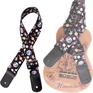 우쿨렐레 스트랩 조절 가능한 프린팅 여행용 우주 어깨 부드러운 PU 가죽 끝이 있는 독특한 소프라노