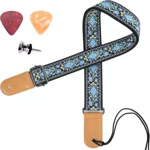 IHOBOR 우쿨렐레 스트랩 하와이안 자카드 블루 플라워 우켈렐레 어깨 소프라노 콘서트 테너 바리톤