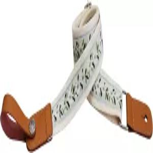 MUSIC FIRST 오리지널 디자인 빈티지 프레시 자수 플로럴 코튼 정품 가죽 우쿨렐레 스트랩 숄더 락커