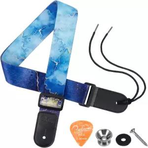 우쿨렐레 스트랩 - 소프라노 콘서트 테너와 바리톤 우쿨렐레(블루 오션)를 위한 가죽 끝이 있는