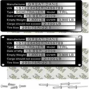 3-6일 가장 빠른 배송 - 트레일러용 VIN 번호판 맞춤형 교체 각인 태그 차량 식별 번호 일련 MFG 및 GVWR