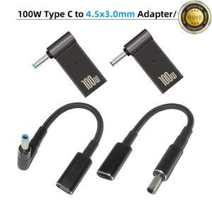 100W 유형 C ~ 4.5x3.0mm 플러그 변환기 Dc 전원 어댑터 커넥터 HP DELL 노트북 충전기 용 USB 고속 케이블
