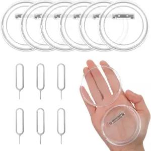 Sibba 6개입 아크릴 투명 핀 뱃지 3인치 DIY 공예용 빈 버튼 배지 나만의 제작 키트 백팩 모자 재킷