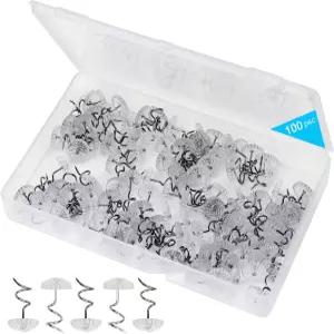 레스노우 베드스커트 핀 나선형 푸시 클리어 헤드 트위스트 100pcs 0.75인치 업홀스터리 팩 슬립커버용