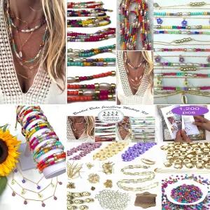 사브리카 주얼리 제작 키트 1220개 보호 비즈 목걸이 팔찌 귀걸이 DIY 취미 선물 세트