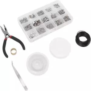 투명 상자가 포함된 주얼리 공예 세트 제작 키트에는 랍스터 클랩 점프 링 귀걸이 후크 펜치가 있으며