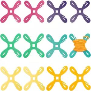 베네크리에이트 12Pcs 6가지 색상 작은 실 보빈 컬러 아크릴 와인더 크로스 스티치 정리 뜨개질 재봉