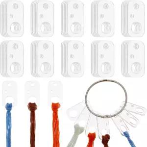 OLYCRAFT 50개입 투명 아크릴 보빈 힌지 링 포함 사각 십자수 실타래 재봉사 정리용 실 감개 DIY 공예용