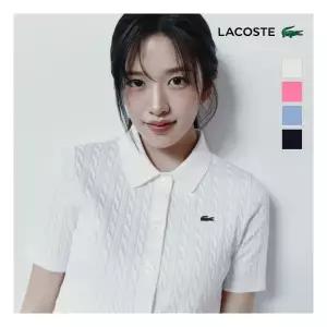 라코스테 공식 여성 [안유진 착용] 케이블 반팔 폴로 가디건 AF280E-56G 3종 택1