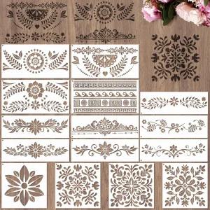 회화용 시생크 탈라베라 스텐실 - 15개의 테두리 시엘리토 린도 멕시코 민속 종이 피카도 템플릿 목재