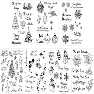 인사말 카드 만들기 저널 사진 앨범 장식 눈송이 디자인을 위한 7Pc 스크랩북 스탬퍼 클리어 실리콘