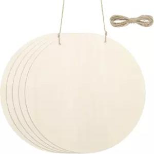 PATIKIL 공예용 우드 서클 12인치 무광 미완성 라운드 슬라이스 나무 장식 디스크 밧줄 포함 휴일 파티