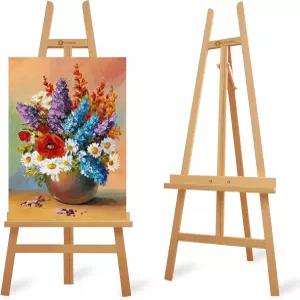 튼튼한 A자형 원목 이젤 스탠드 - 조절 가능 스튜디오 최대 90인치 대형 캔버스 거울 웨딩 사인 지지