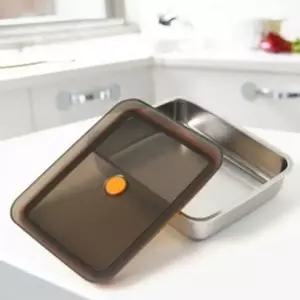 밀폐용기 1.6L 스텐 조리 직사각 보관용기 반찬통 납작 유리반찬통