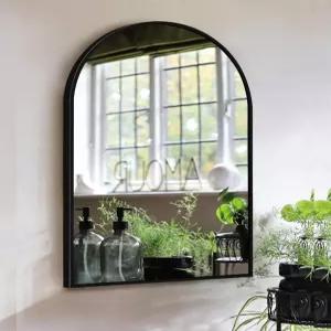 OGCAU 30x20인치 욕실용 블랙 미러 월 메탈 프레임 아치형 벽걸이 거실 입구용 욕실 배니티