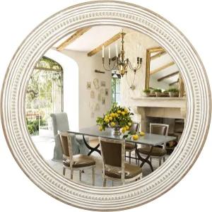 침실 욕실 거실 현관을 위한 24인치 나무 원형 벽 거울 소박한 보호 장식용 원