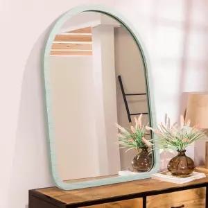 HLFMVWE 아치형 벽 거울 나무 프레임 빈티지 소박한 농가의 배니티 장식 욕실 침실 현관 복도 거실