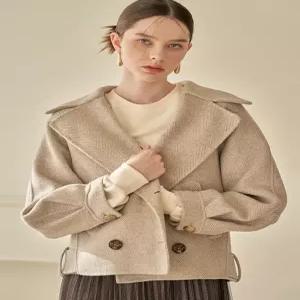 [르니앤맥코이]첼시 소매 헤링본 패턴 더블 핸드메이드 울 하프 코트 MJ11HJ201HJJ