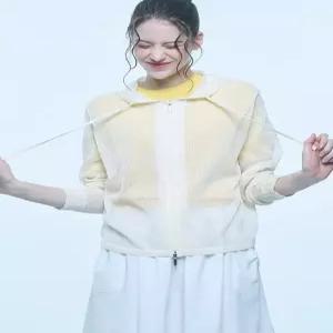 [유닛]린넨 블렌디드 스카시 후드 가디건 (UFKKCA257N-L/YELLOW)