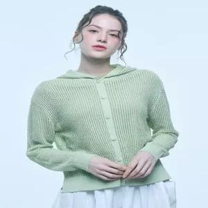 [유닛]린넨 블렌디드 버튼형 스카시 후드 가디건 (UFKKCA258N-L/GREEN)