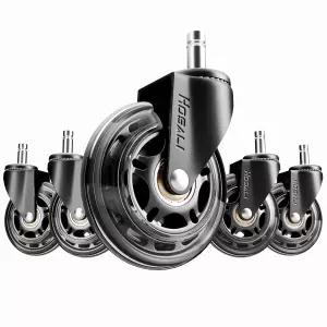 HOSALI 3인치 사무용 의자 바퀴 - 고무 캐스터 교체용 무거운 컴퓨터 게임 책상 휠 원목 및 카펫을 포함한