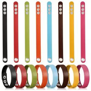 다누돈 16개 가죽 팔찌 블랭크 스탬프 각인용 스냅 조절 가능한 일반 PU 손목밴드 남성용 커프