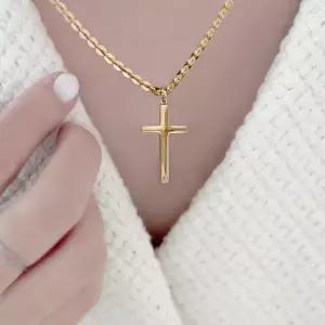 길이추가가능[써지컬스틸] 십자가 체인 레이어드 롱 목걸이 2color 변색없는 네크리스