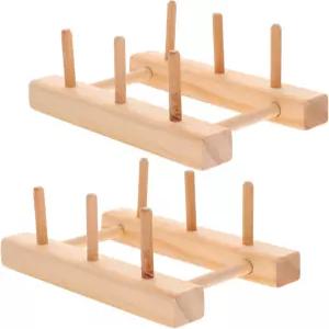 DIY 프로젝트를 위한 실 엉킴 방지를 재봉 및 코바늘 뜨개질용 나무 홀더 랙 쉬운 조립 스풀 정리기 2개