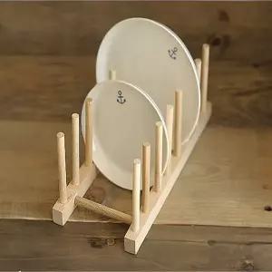 주방정리소품 주방수납용품 원목 7칸 접시꽂이 그릇정리대 도마거치대 우드 컵홀더 선반