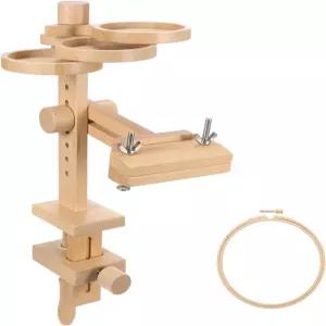 파티킬 자수 후프 스탠드 DIY 아트 공예 바느질 프로젝트를 위한 수납 트레이가 내장된 조절 가능한 비치