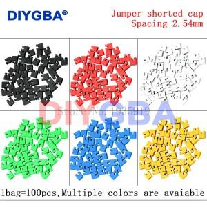 다채로운 표준 피치 점퍼 단락 캡 및 헤더 와이어 하우징  블랙 옐로우 화이트 그린 레드 블루  100 개  2.