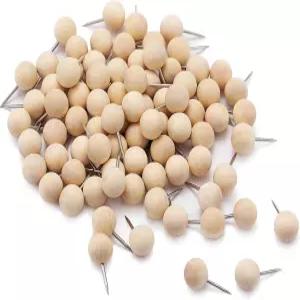 나무 푸시 핀 엄지손가락으로 코르크 보드 원형 헤드 맵에 스틸 니들 포인트 보호 사무용품(흰색 80개)을