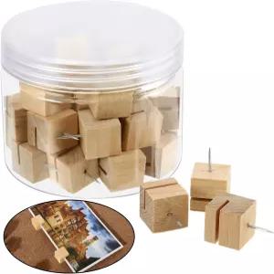 Hotop 30개 슬롯 나무 푸시핀 홀더 사진/그림/명함/코르크 보드/지도/달력 고정용 압정