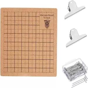 Macrame 보드 T자 핀 및 클램프 포함 팔찌 제작용 0.4인치 두께 코르크 키트 소형 매듭 용품 8*8인치 50개