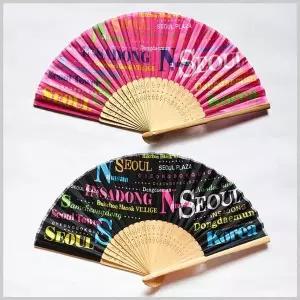 전통 나무날개 접부채 휴대형 무늬손잡이 12개묶음