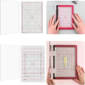 Briartw 스탬프 위치 지정 도구용 인쇄된 가이드가 있는 광중합성 그립 매트 2개 세트 스텐실링 잉크 혼합