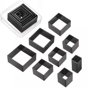 uxcell 가죽 사각형 펀치 커터 세트 8사이즈 중공 키트 내구성 다이 캔버스 스트랩 벨트 공예 작업용