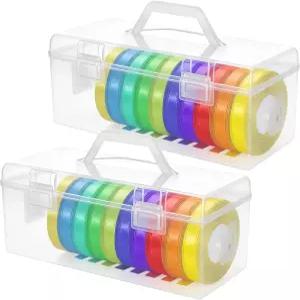 HFYZZ 플라스틱 리본 정리 용기 크리스마스 스풀 홀더 와시 테이프 실 보관함 재봉 공예 화환 크로셰 롤