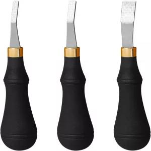가죽 거칠게 하기 도구 3개 세트 4mm 면 베벨러 디테일 넓은 입구 얇게 광택 파일 우드 핸들 포함