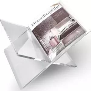 Honygebia 투명 아크릴 북 스탠드 - 십자 프레임 홀더 전시 및 독서용 오픈 미술품 성경 요리책 이젤 잡지