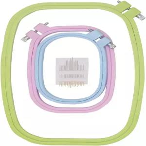 정사각형 자수 십자수 링 3개 3가지 사이즈 DIY 공예용 플라스틱 ABS 골드 바느질 바늘 16개 포함