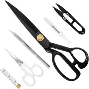 전문 재단 가위 8인치 - 천 가죽 가정 사무실 예술가 양장가를 위한 강력하고 날카로운 재봉