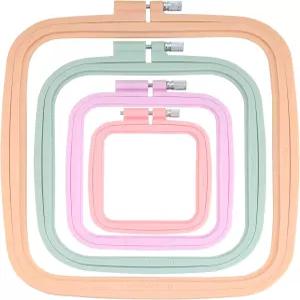 FARQAN 사각 자수틀 및 ABS 플라스틱 재봉 바느질 십자수 자수 프로젝트용 4개 세트-3 4.3 6.5 8.7