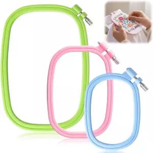 3팩 3사이즈 ABS 플라스틱 십자수 후프 사각 자수틀 십자수/재봉/바느질/자수 프로젝트용 프레임 3색