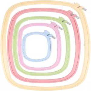 Framendino 5개입 사각 자수틀 플라스틱 십자수 틀 DIY 바느질 프로젝트용 재사용 가능한 프레임 링 (5가지