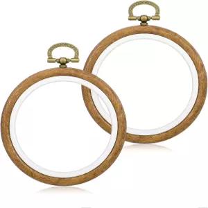2개입 원형 미니 자수틀 3인치 모조 나무 디스플레이 프레임 십자수 후프 링 아트 공예용 손바느질 걸이