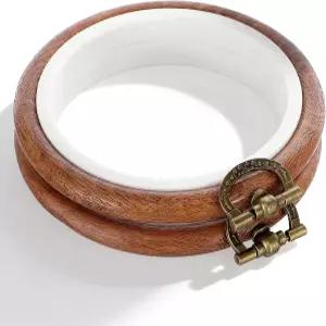 십자수 후프 2개 세트 모조 나무 자수 틀 3인치 원형 플라스틱 예술 공예 재봉 및 장식용 오너먼트 걸이에