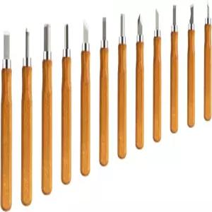 Veruopes 우드 카빙 툴 세트 12개입 수납 상자 포함 SK5 스틸 조각 칼 키트 판화 및 코르크 DIY 목수