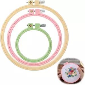 3개입 원형 자수틀 플라스틱 십자수 틀 DIY 바느질 프로젝트용 재사용 가능한 자수 다색