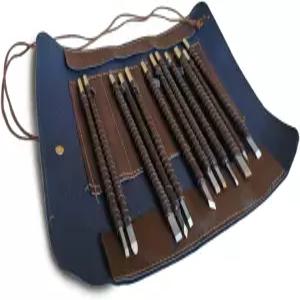 휴대용 가죽 롤백 스톤 카빙 키트 나무/돌/대나무/플라스틱 조각 초보자/전문가용 그레이버가 포함된